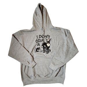 Funny Graphic Hoodie – “I Don’t Give a Rat’s…” – Gray Pullover – Men’s Large